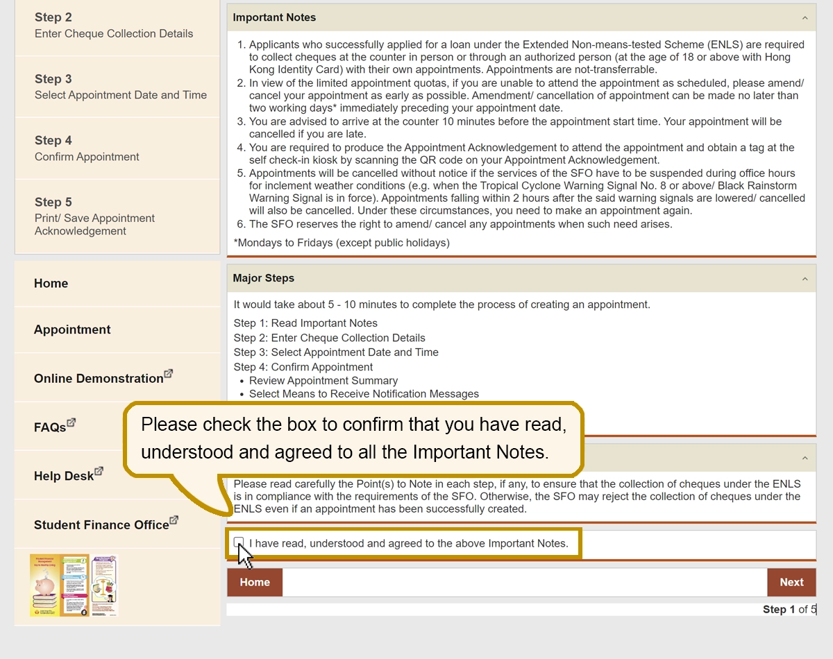 Please check the box to confirm that you have read, understood and agreed to all the Important Notes.